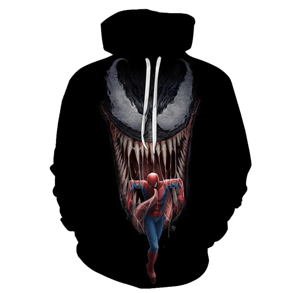 New Men's Hoodie 3D Printed with Marvel Venom Pattern for Autumn and Winter Fashionable Street Hip-hop Casual