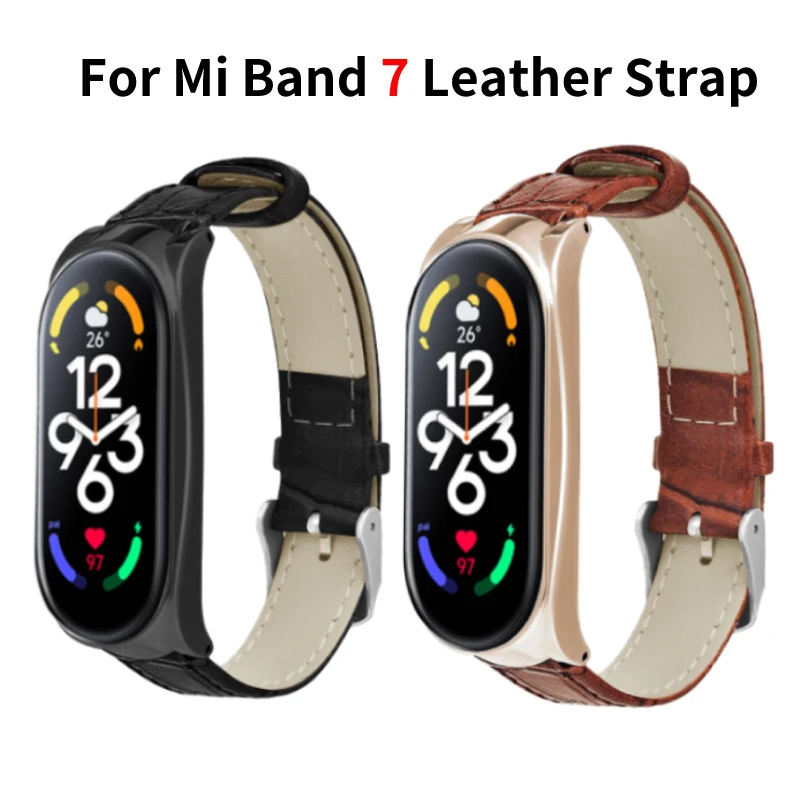 

Smart Accessories Leather Bracelet Band Soft Watchband For Xiaomi Mi Band 7 Watch Strap Breathable Adjustable Neutral 2 In 1