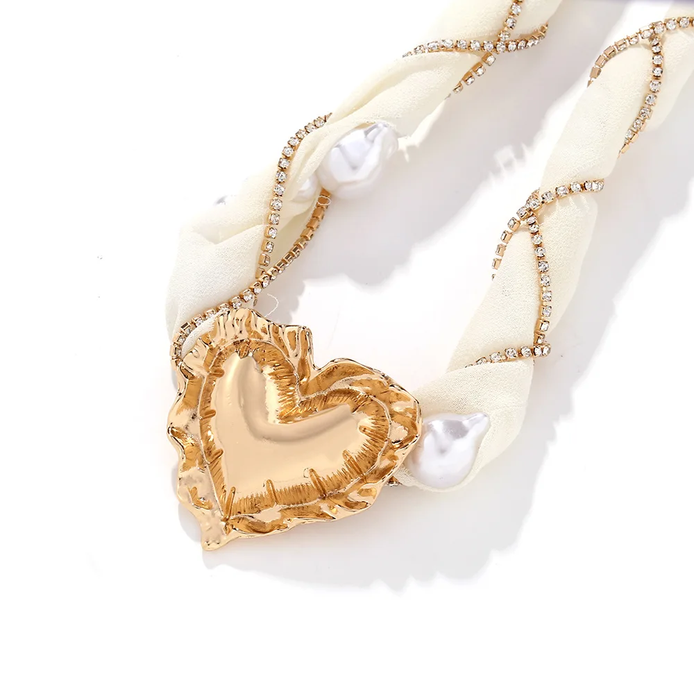 Женский винтажный комплект из колье и сердца с искусственным жемчугом