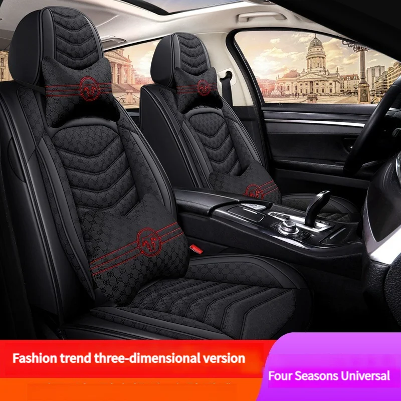 

Luxury 5 Piece Set Leather Flax Splicing Car Seat Cover For JAGUAR XF F-Pace E-pace I-Pace X-Type XE XJ CarAccessories Protector