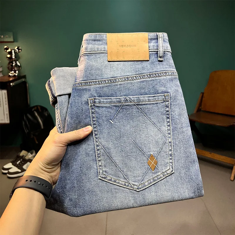 Новинка лета 2024 мужские джинсы стрейч подходящие ко всему уличные трендовые