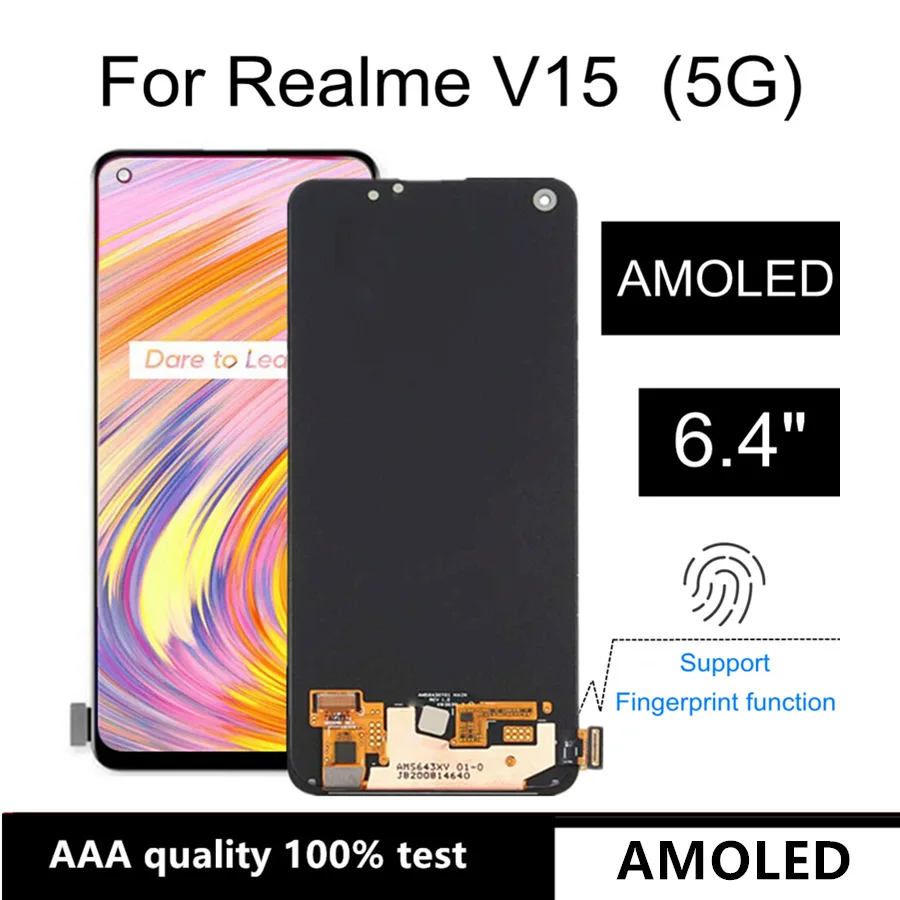 

6,40 "AMOLED для OPPO Realme V15 5G LCD дисплей кодирующий преобразователь сенсорного экрана в сборе Замена