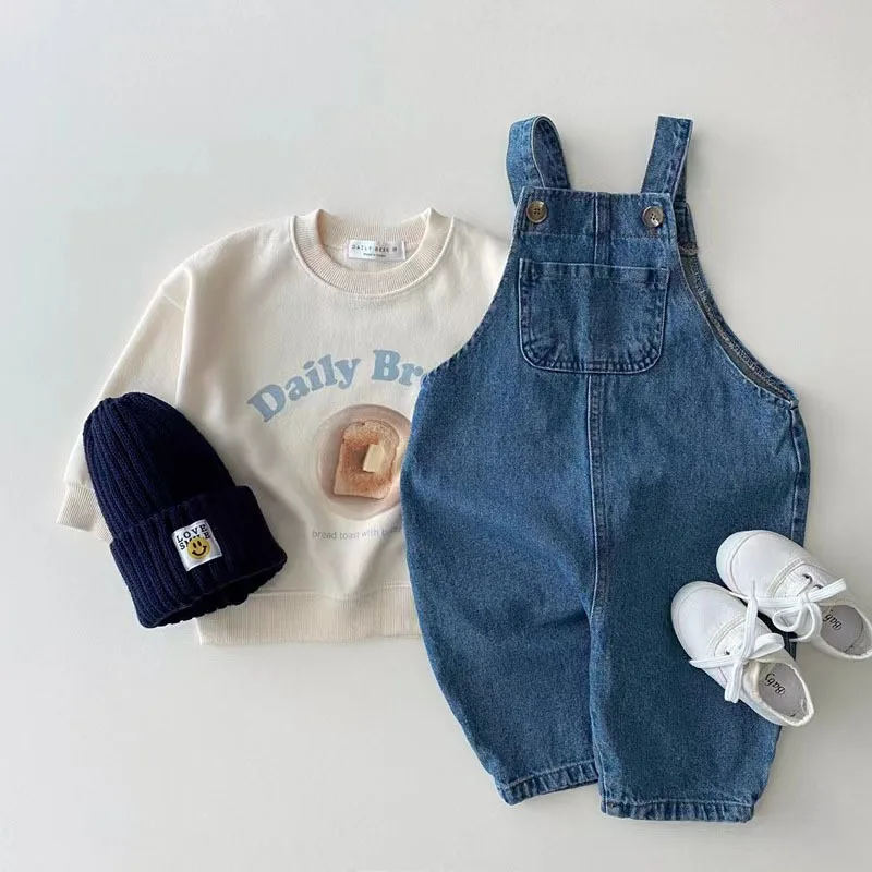 2023 New Baby Sleeveless Romper Solid Children Casual Overalls Cute Infant Boy Denim Jumpsuit Fashion Kids Toddler Clothes