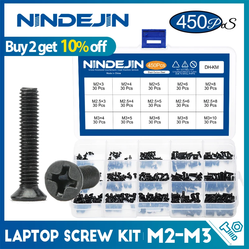 

Набор мини-винтов phillips из углеродистой стали, 450 шт.