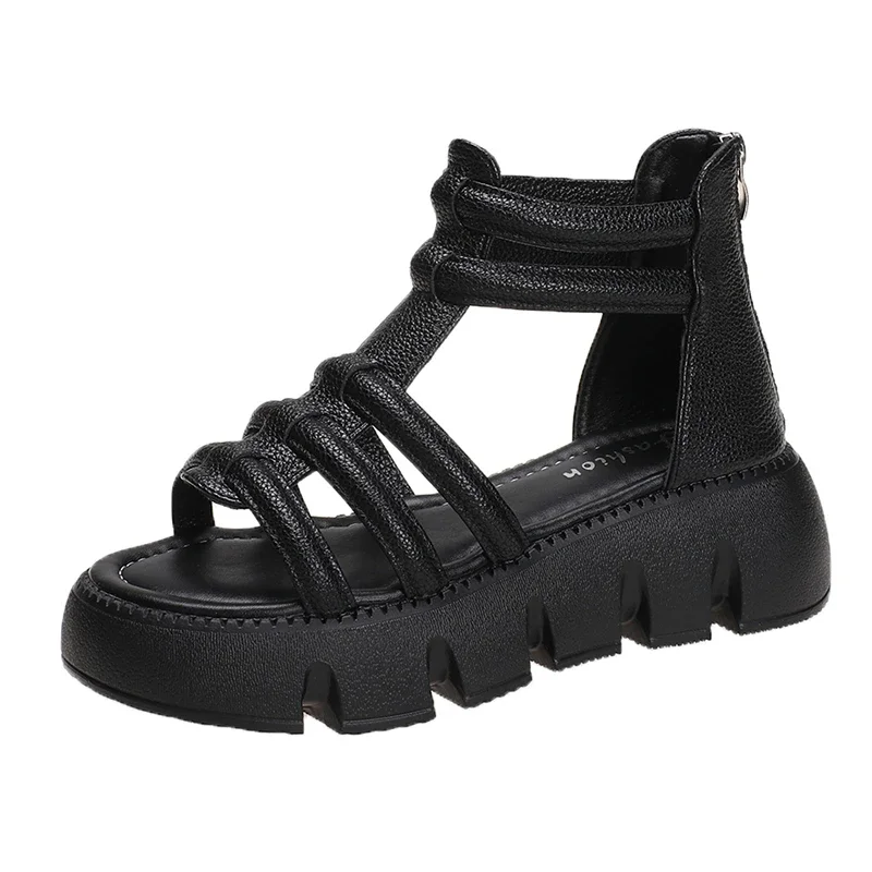 

Босоножки женские на платформе, модные сандалии на молнии, элегантная Милая лаконичная Повседневная однотонная обувь с круглым носком, лето 2023