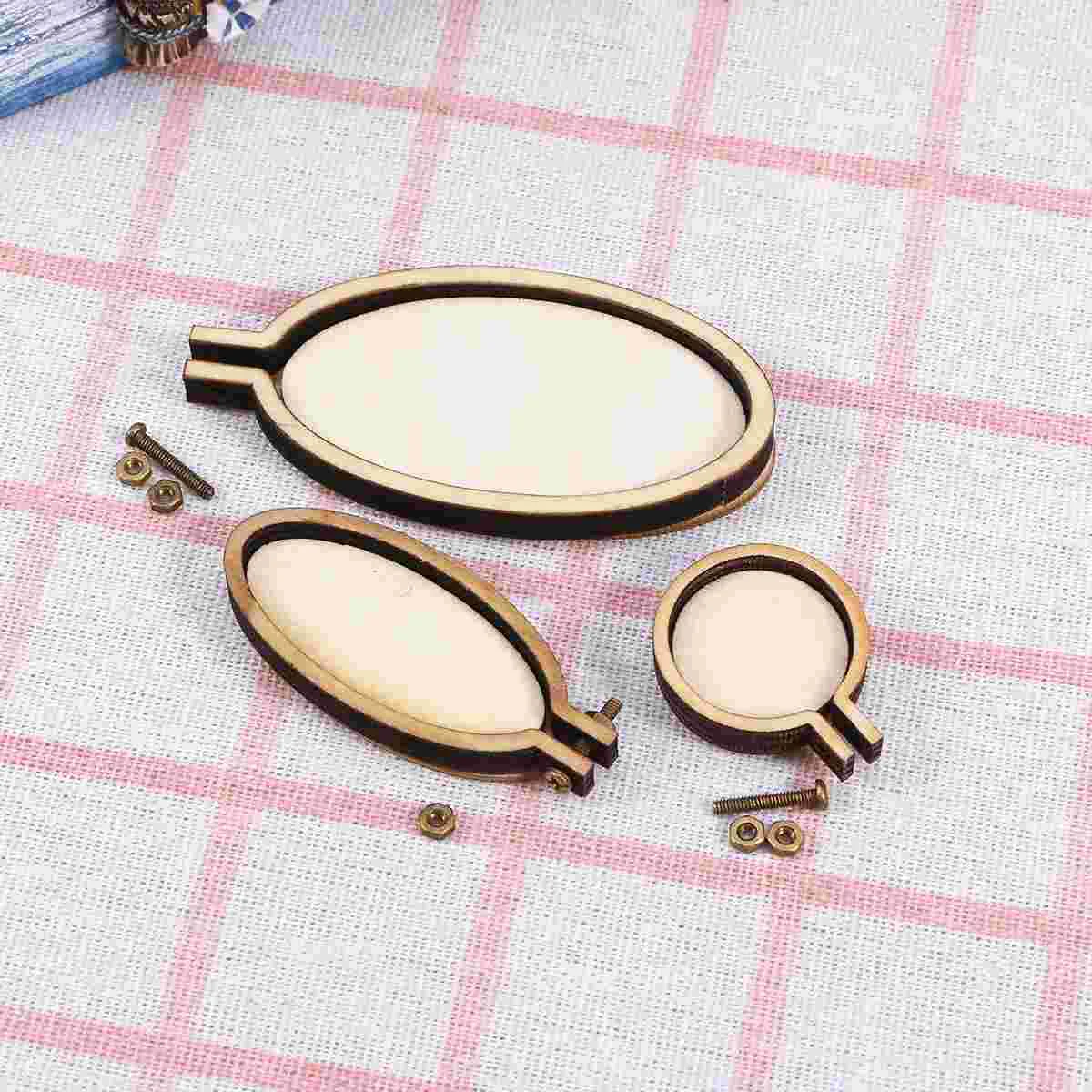 

Embroidery Hoop Hoops Cross Ring Wood Mini Frame Circle Sewing Oval Display Craft Frames Adjustable Round Woodenminiature Diy