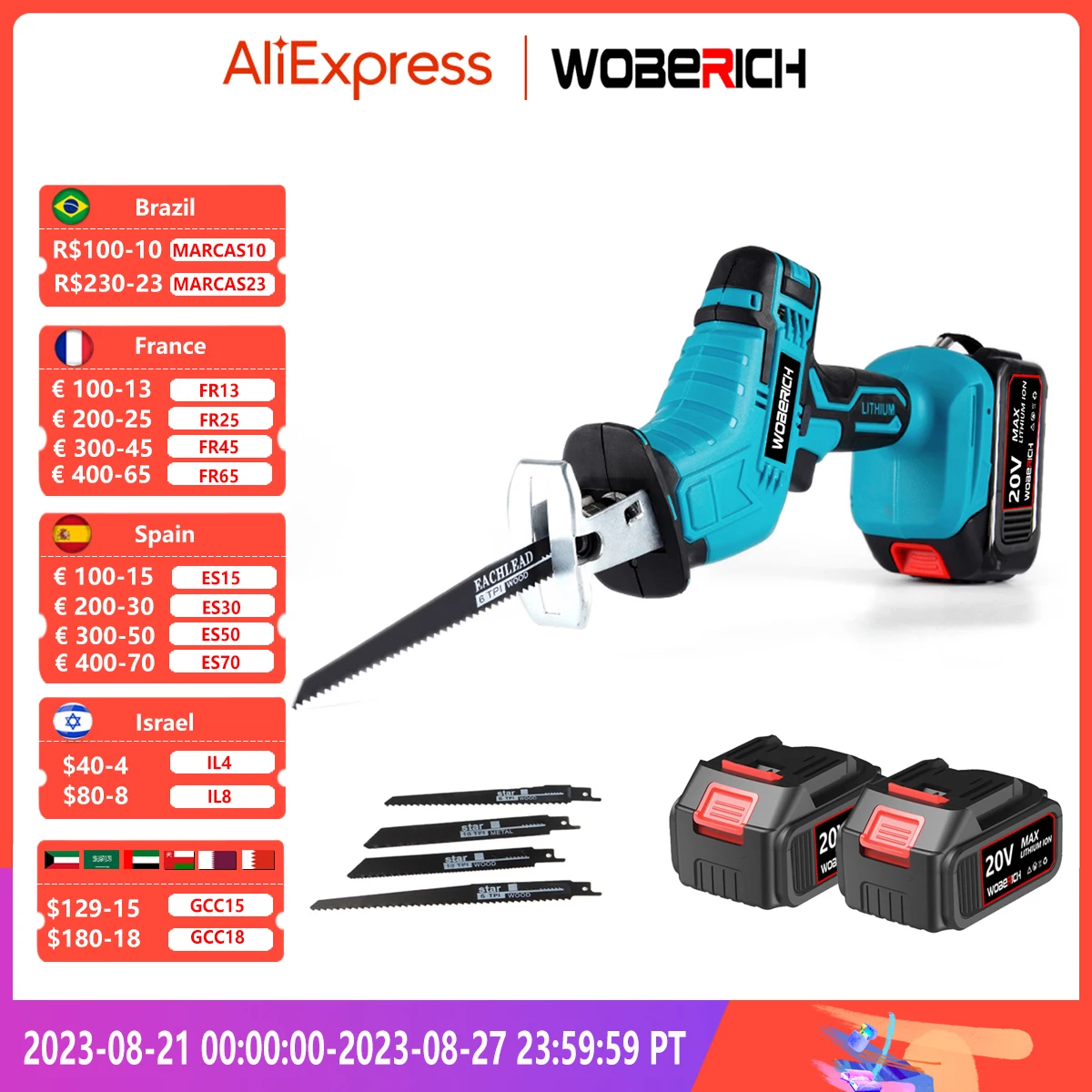 18V Cordless Reciprocating Saw Handsaw Saber Multifunction Saw for Metal Wood Pipe Cutting with 4 Blades Kit For Makita battery