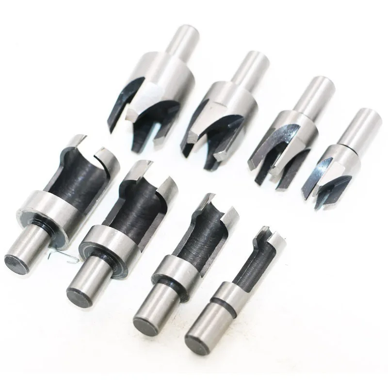 

4pc Wood Plug Cutter Cutting Tool Drill Bit Set Straight And Tapered Taper 5/8" 1/2" 3/8" 1/4" Woodworking Cork Drill Bit Knife