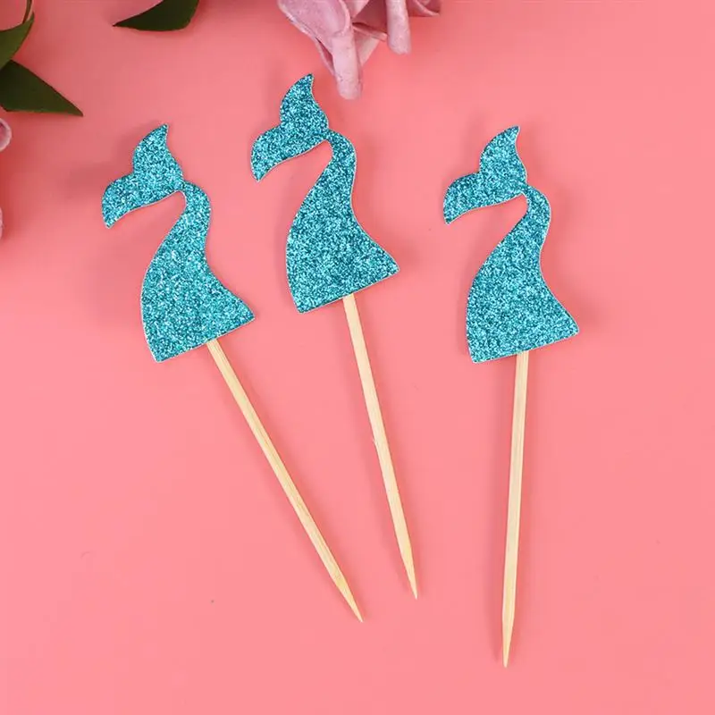 36 шт. блестящие топперы для кексов в стиле русалки бумажные украшения торта на