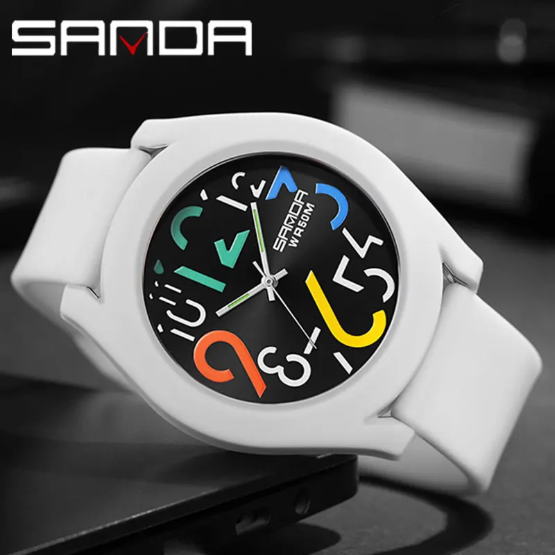 

Часы наручные SANDA Мужские кварцевые, спортивные модные деловые водонепроницаемые простые тонкие в стиле милитари, в стиле милитари, 50 м, 9021