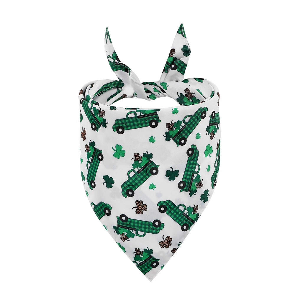 Sucado St. Patrick's Day Dog Bandana Shamrock Pattern Reversible Triangle Bibs Scarf for Small Medium Large Dogs