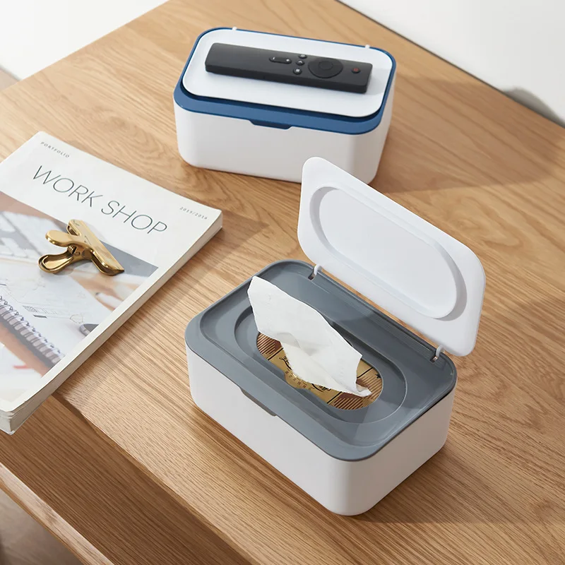 

Dustproof Wet Tissue Box with Lid, Extractable Napkin Container, Item Organizer, Wet Wipes Box, Desktop, Multifunctional