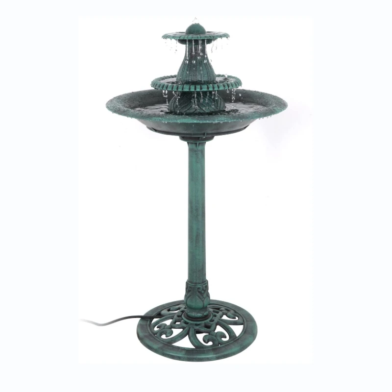 

Автономный электрический полирезиновый легкий античный садовый фонтан для ванной, 38 дюймов высотой, 3 уровня