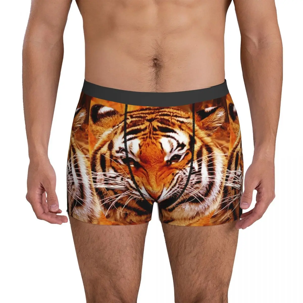

Tiger And Flame Underwear Animal Print Printed Boxer Shorts Trenky Males Panties Plain Boxer Brief Gift Idea