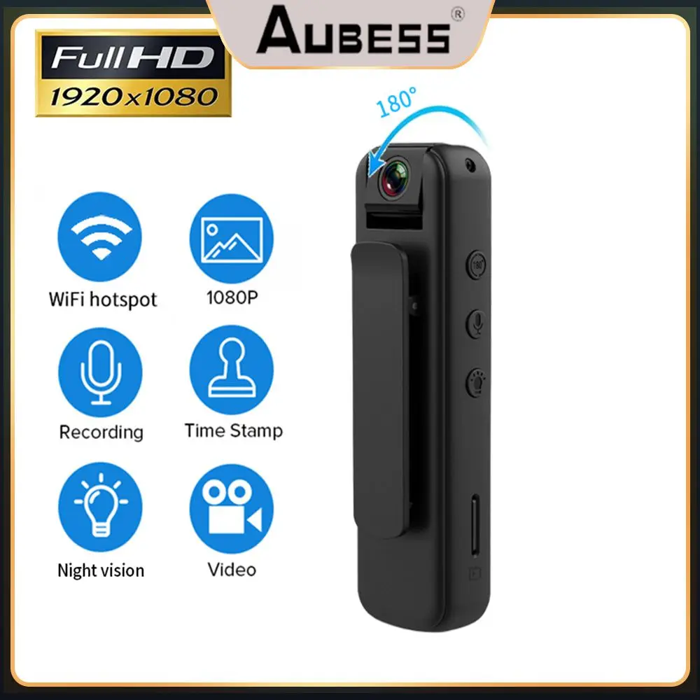 

Sports Small Camcorder Small Portable Camera 180 ° Rotating Lens Pocket Camera Mini Recorder Portable Back Clip Design Camara