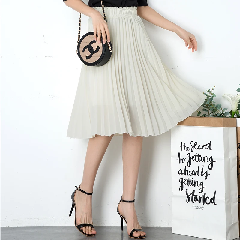 Летние шифоновые юбки для женщин новая модная эластичная шифоновая