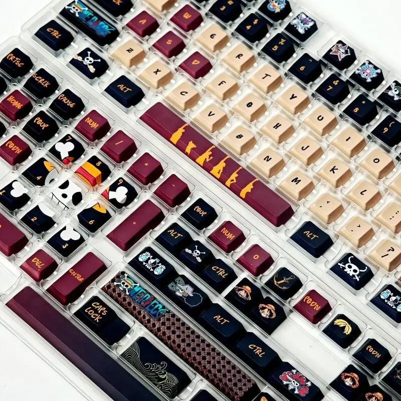 Фото Набор кейкапов BANDAI One Piece Monkey D. Luffy, PBT, сублимационная печать, для игровой и офисной механической клавиатуры, оригинальный дизайн №5