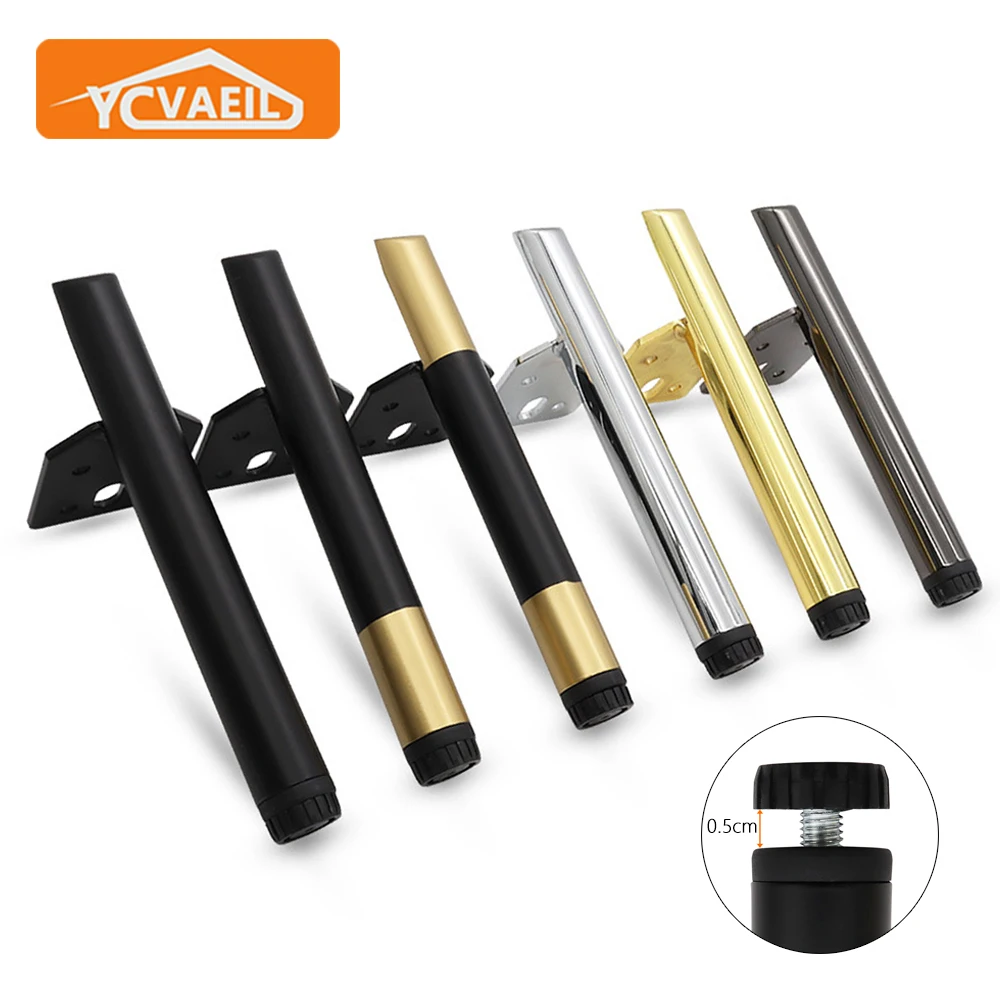 4pcs Adjustable Furniture Legs Metal Sofa Feet Black Gold Silver Home Bed Tv Cabinet Coffee Table Legs Hardware Replacement Legs