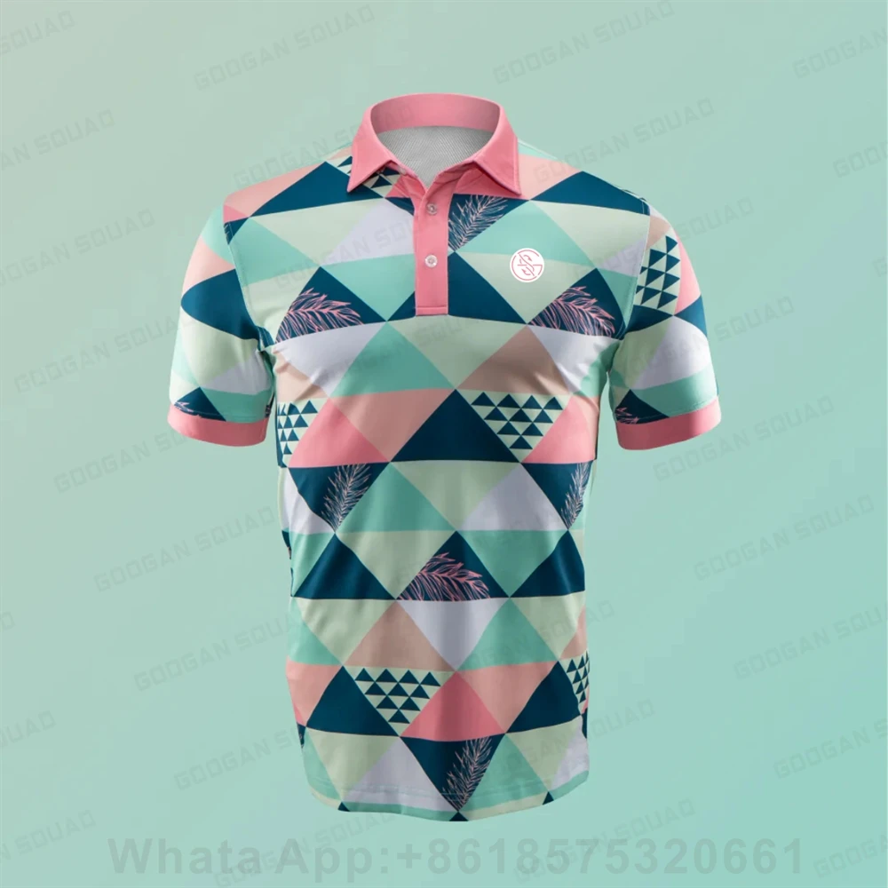 Polo Shirt Men Golf Casual Classic Lapel Button Breathable Shirt Summer Short Sleeve Tennis Badminton Football Volleyball Tshirt