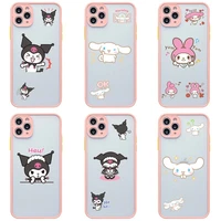 my melody kuromi cinnamoroll phone case for iphone 13 12 11 pro max mini xs 8 7 plus x xr light pink matte transparent cover