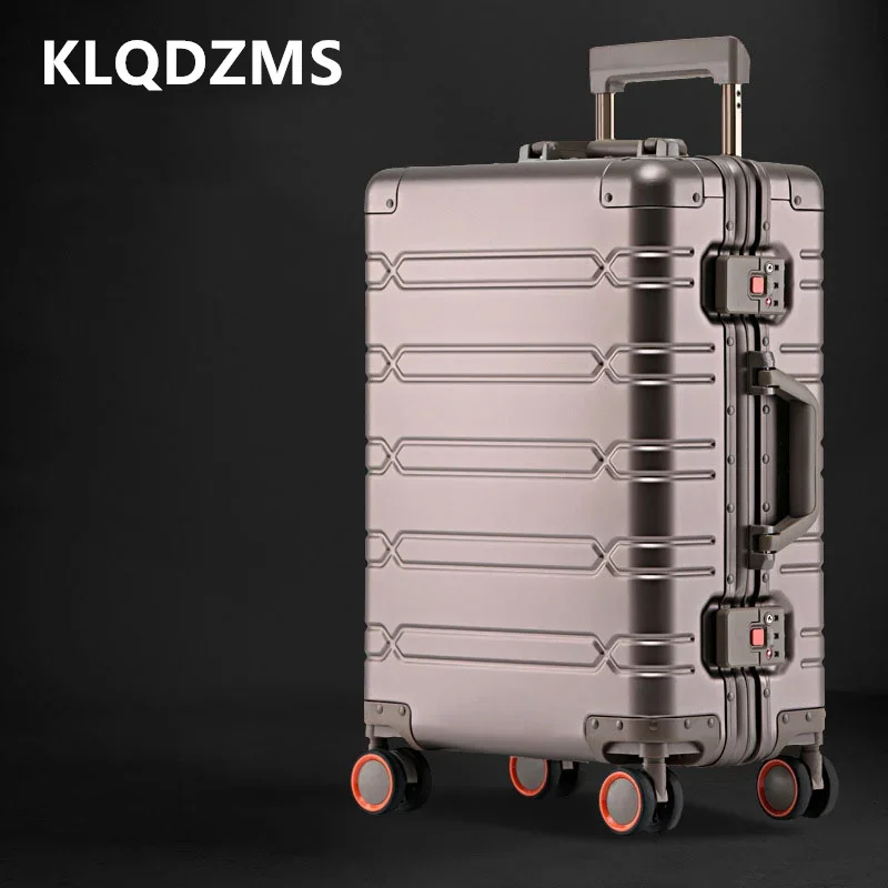 Дорожный чемодан KLQDZMS полностью из алюминиево-магниевого сплава на колесах