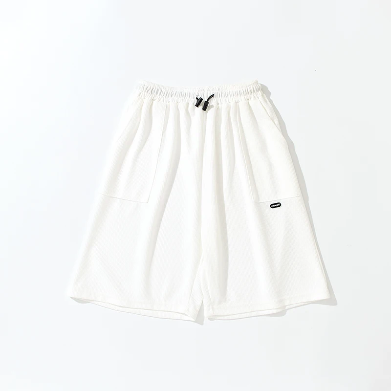 Waffle Summer Casual Shorts Tide Brand Solid Color Simple Straight Vertical Five-point Movement