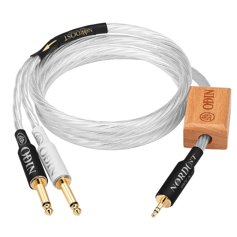 

ATAUDIO Odin HiFi 3.5mm To Dual 6.5mm Cable Pure Silver AUX Male Mono 6.5 Jack To Stereo Audio Cable for Mixer Amplifier Speaker