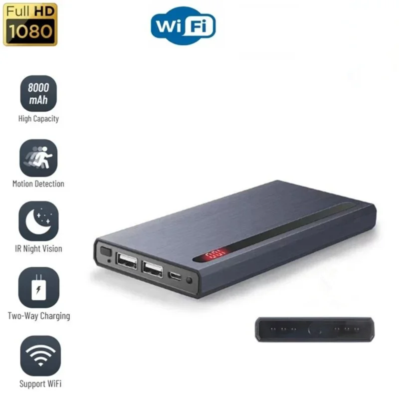 8000 мАч мобильный источник питания беспроводная зарядка Wi-Fi камера ночного