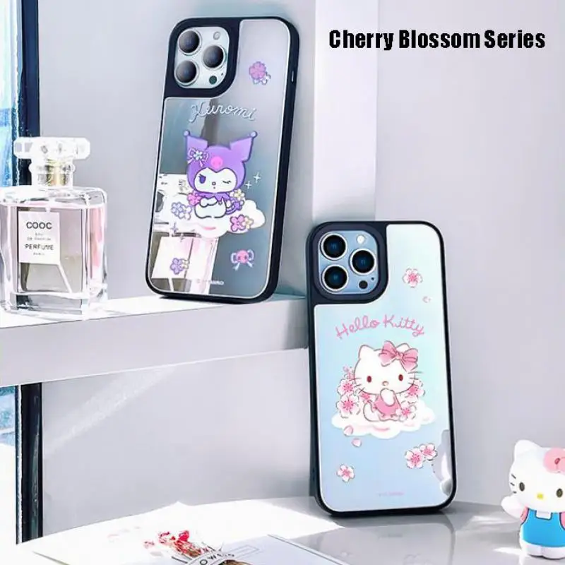

Sanrio Hellokitty Iphone13 Mobile Phone Case Iphone13Promax Four-Corner Anti-Fall Kawaii Mirror Case Makeup Case for Makeup