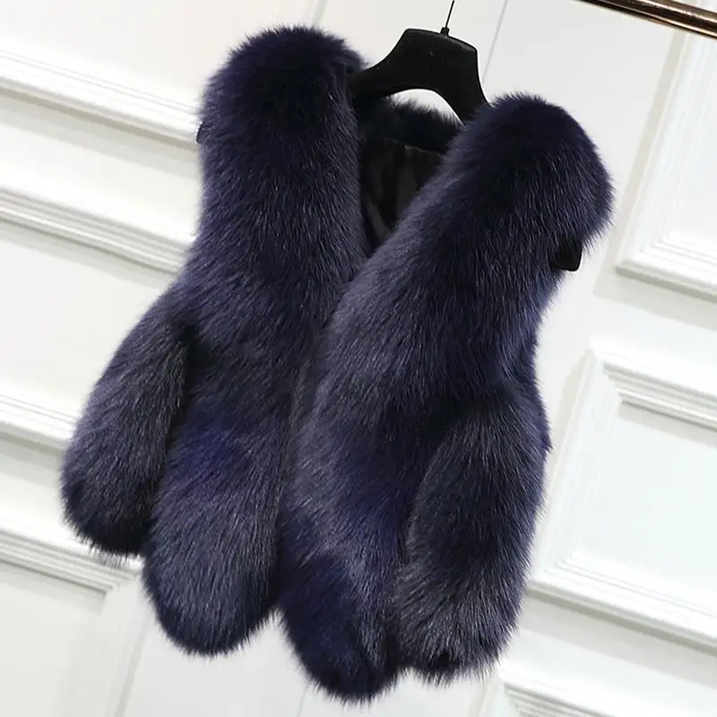 New Autumn/Winter 2022 Plus-size Slimming Faux Fur Vest Ladies Short Water Drop Slimming Fox Fur Faux Fur Casual Coat