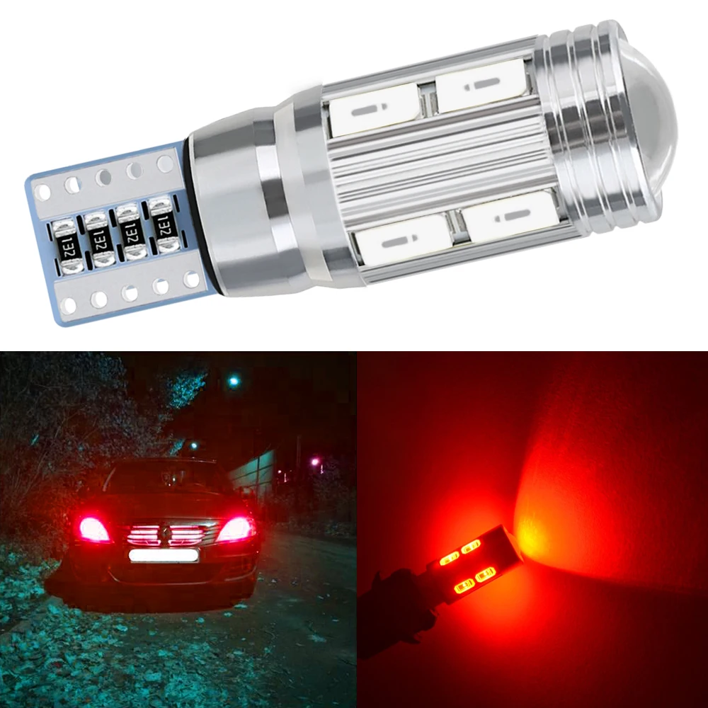 

1pcs T10T W5W 10SMD 5630 Car Brake Bright Bulbs Wedge Turn Signal License Plate Lamp Reverse Light Lamp Turn Signal White Canbus