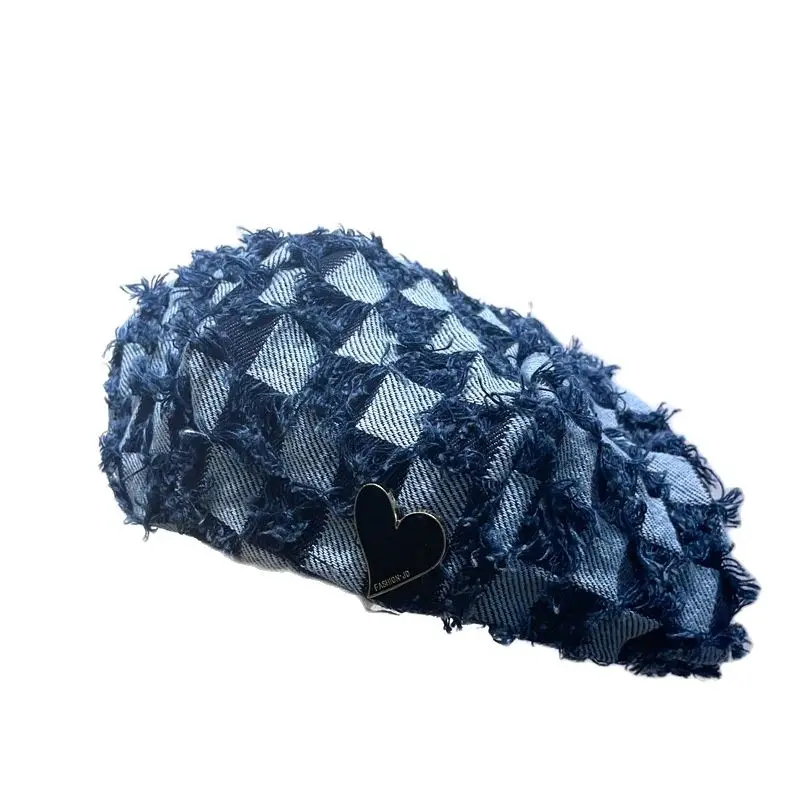 Корейский модный берет в шахматную клетку с надписью Love Женская Универсальная