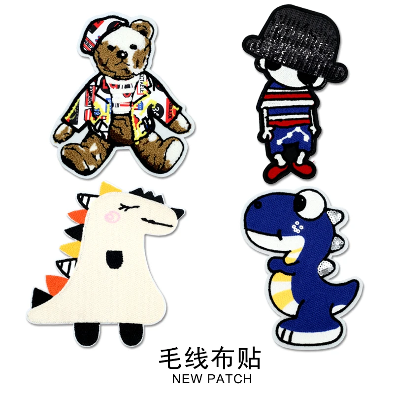 

Cartoon Dinosaur Big Patches on Clothes Embroidered Patch Diy Sewing Stripes for Clothing Badges Children Garment Needlework