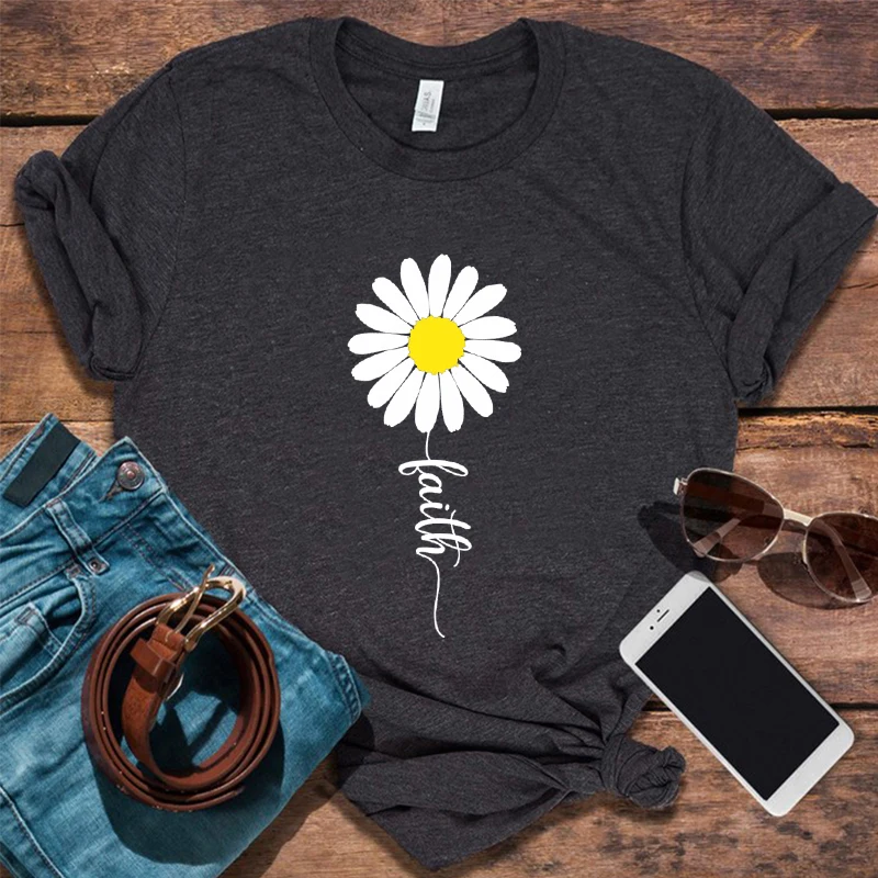 

Daisy Faith Shirt Daisy Tshirt for Women Mothers Day Gifts Christian Tee Flower T Shirt Women Inspirational Graphic Tees L