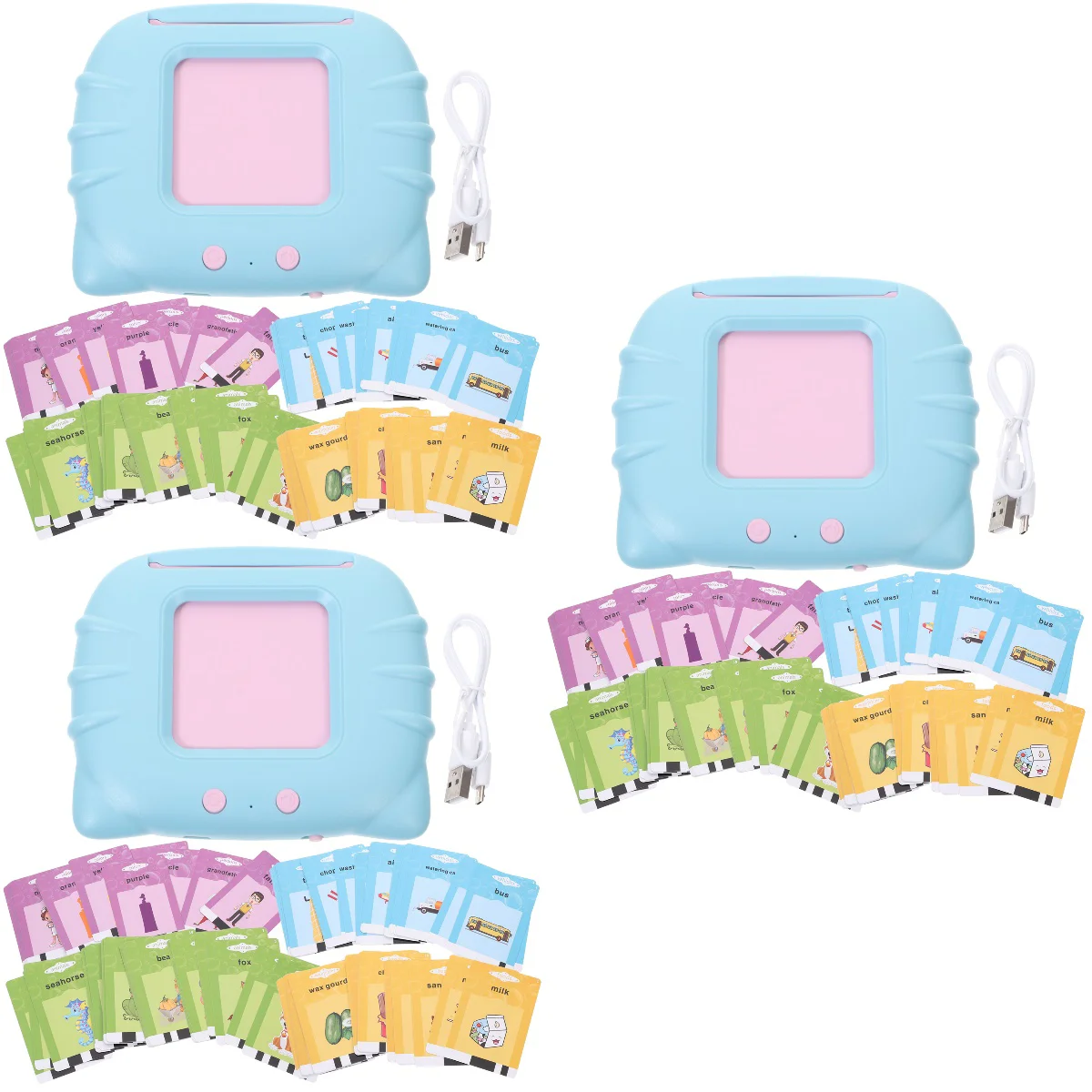 

3 Sets Talking Flash Cards Language Learning Kids Early Educational