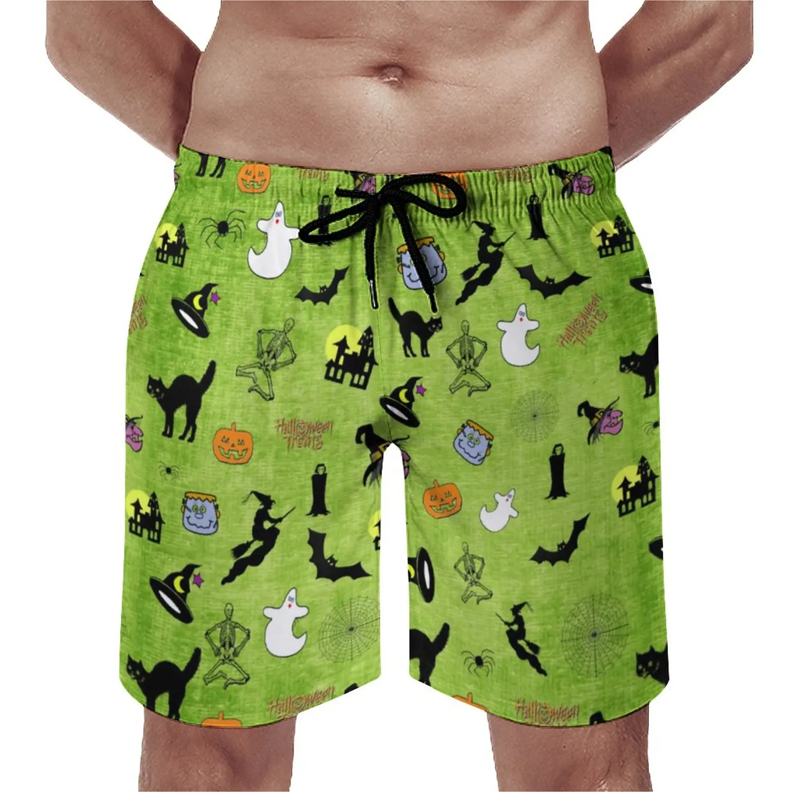 

Летние шорты для спортзала, черные шорты с принтом в виде кошки, летучие мыши на Хэллоуин, короткие штаны, милые быстросохнущие плавки большого размера