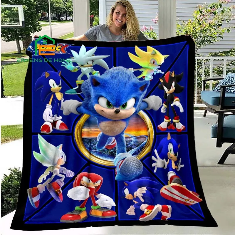 

Anime Sonic Flannel Throw Blanket Warm Cartoon Blanket for Home, Picnic, Travel, Plane, Office and for Adults, Kids, Elderly
