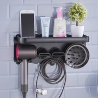 universal aluminum home hair dryer holder wall mount bathroom hanging hairdryer storage rack for dyson kit organizer accessories