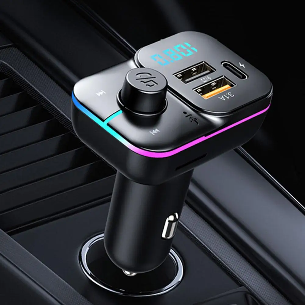 

1pc C24 Car Bluetooth-compatible Fm Transmitter Wireless Handsfree Audio Mp3 Player Dual Usb Car Charger Car Accessories