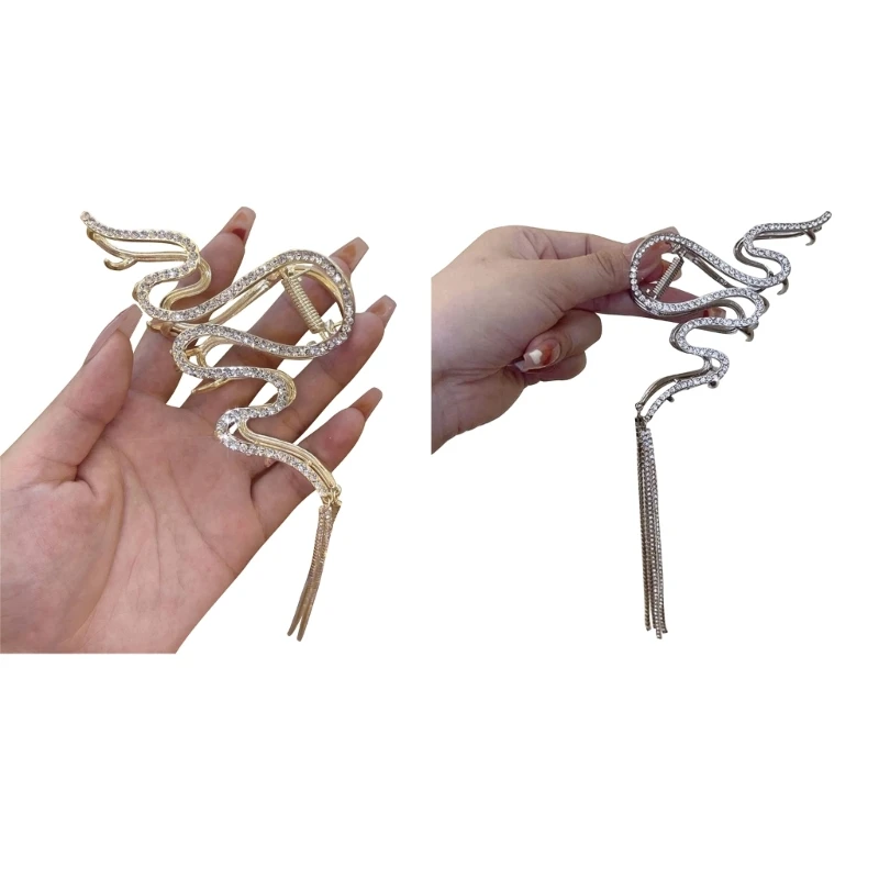 

Заколки для волос со стразами для женщин, металлическая большая заколка-коготь, сверкающие нескользящие густые волосы, для