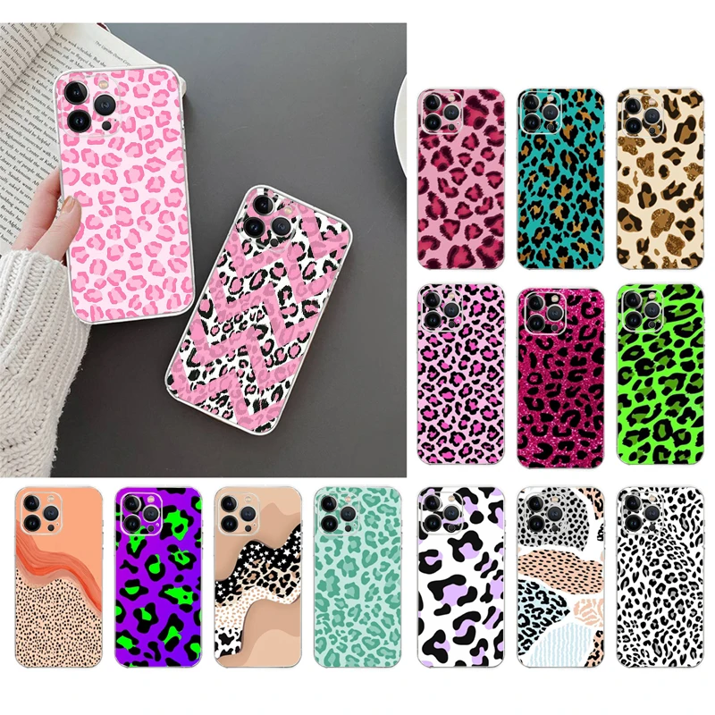 

Colorful Pink Leopard Print Phone Case For iphone 14 Pro Max 13 12 11 Pro Max XS XR X 12mini 7 8 14 Plus SE Case Funda