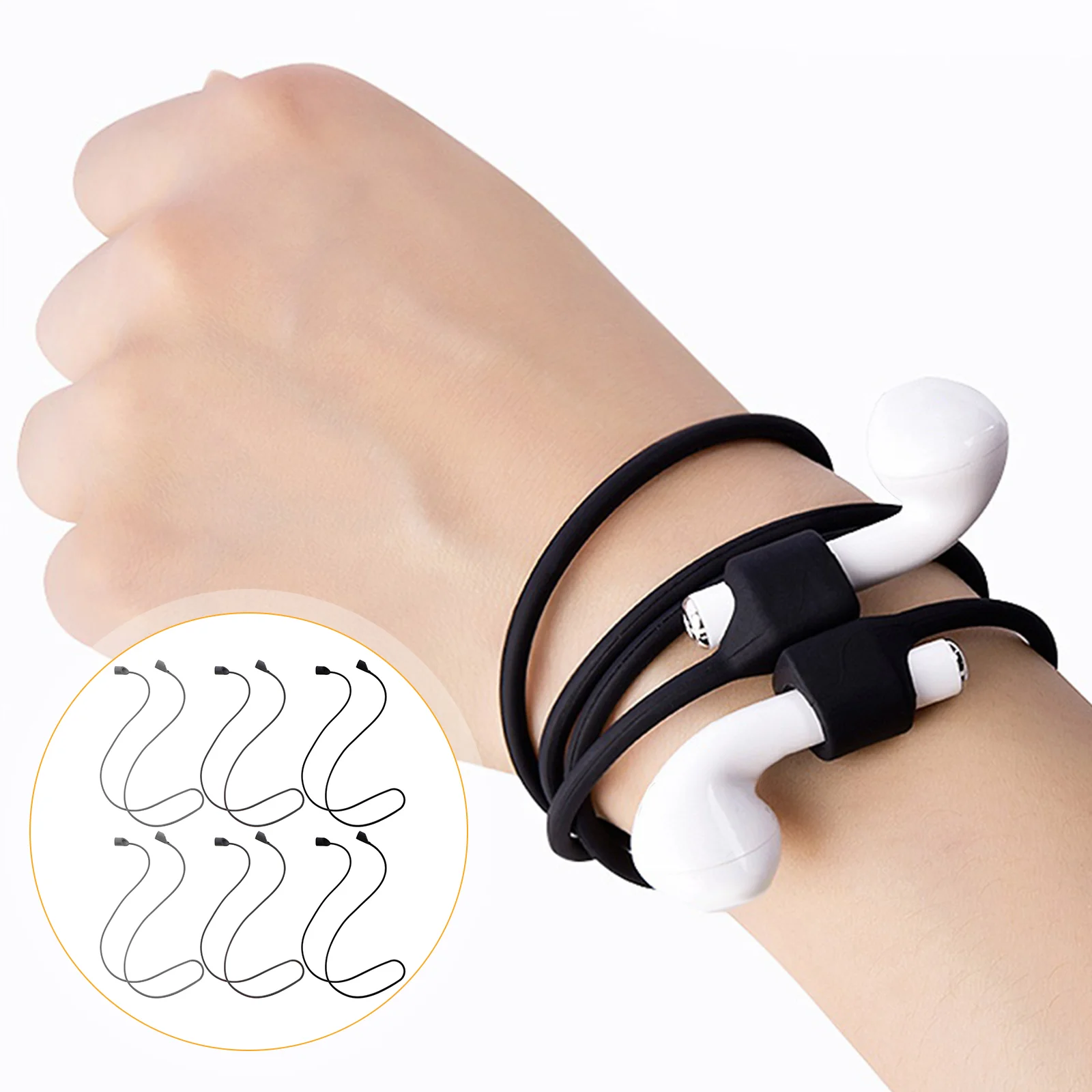 

6pcs Wireless Headset Lanyards Anti-skid Elastic Silicone Earphone Lanyards Compatible for Airpods Airpods 3