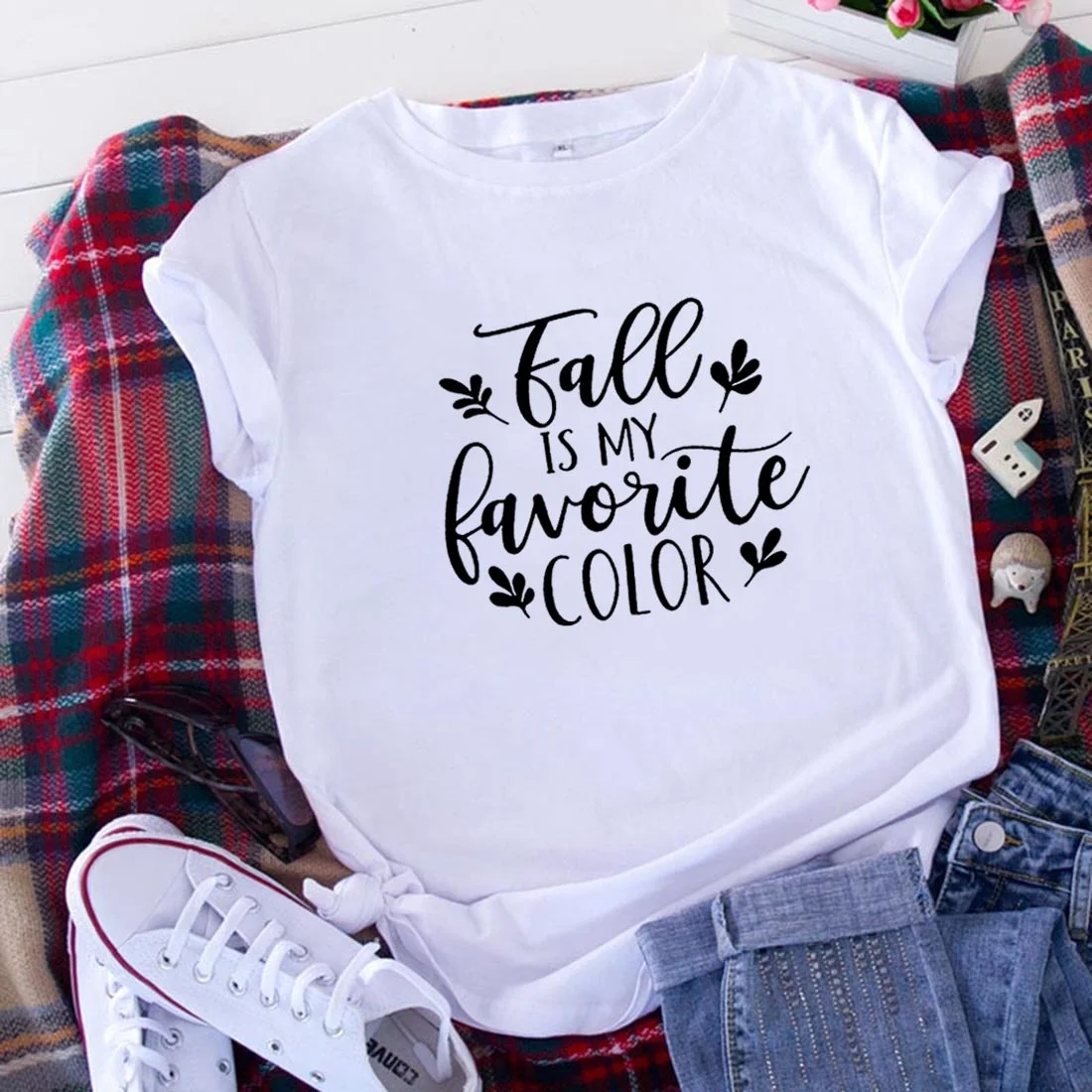 

Fall Is My Favorite T Shirt Women Top Summer Short Sleeve Tshirt Women Tee Shirt