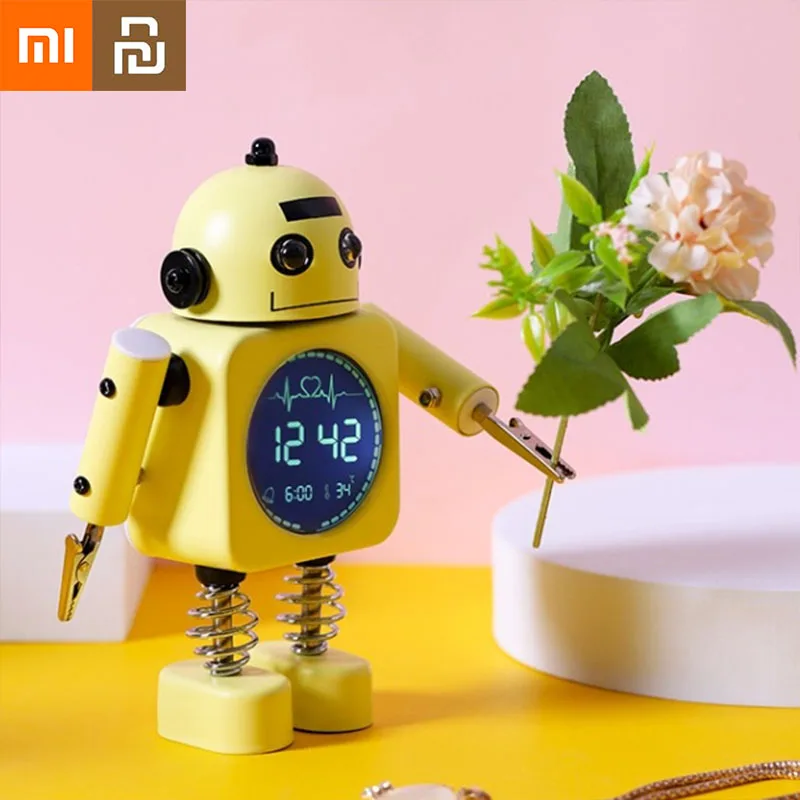 

Xiaomi Youpin симпатичный Robort Термометр Будильник Многофункциональный Детский прикроватный будильник креативный держатель для заметок