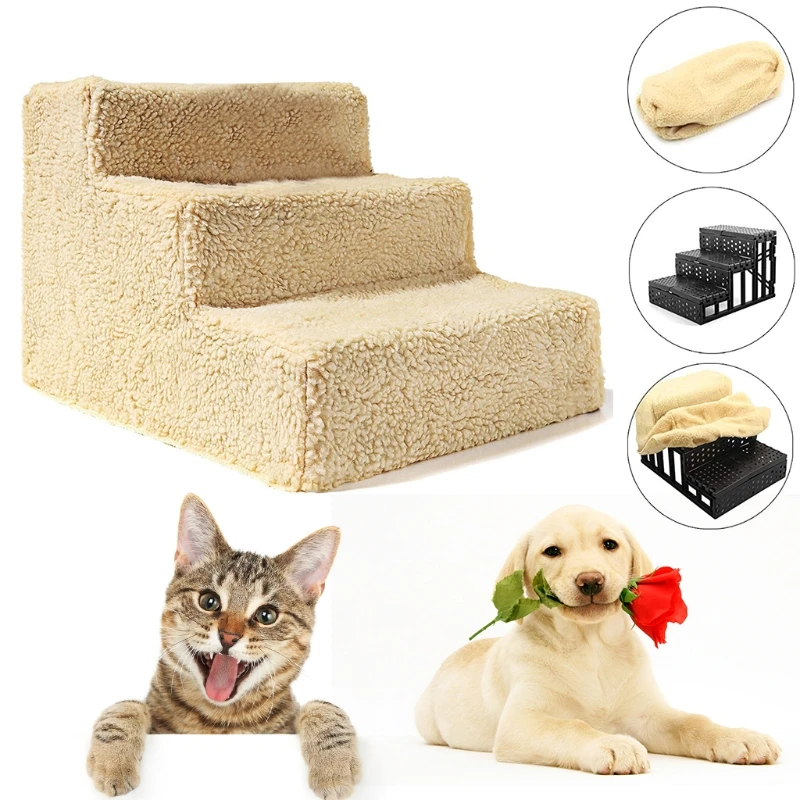 

Detachable Portable 3 Steps Ramp Stair Ladder Staircase Cover Non-Slip Pet Stairs for Injured Dogs Elder Pets Cats