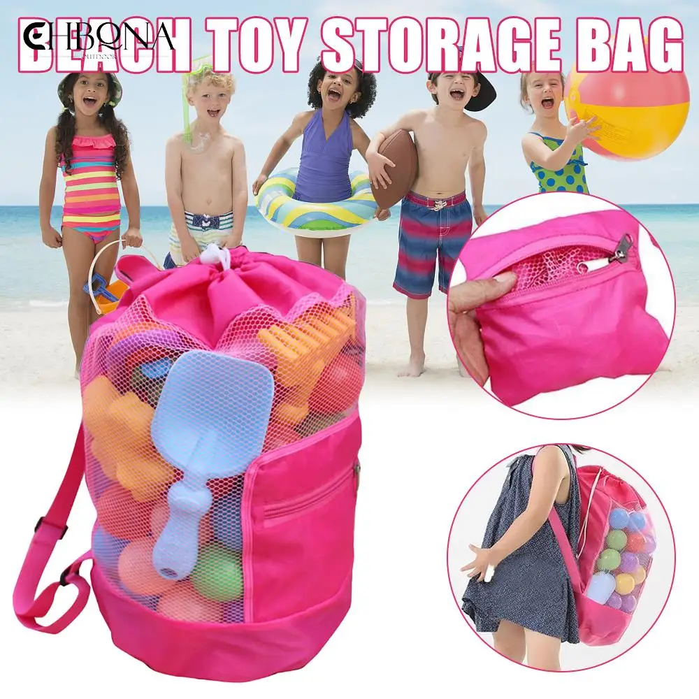 

Kids Protable Sand Mesh Beach Bag For Towels Kids Beach Toys Foldable Storage Bags Backpack Outdoor Swimming Waterproof Bags