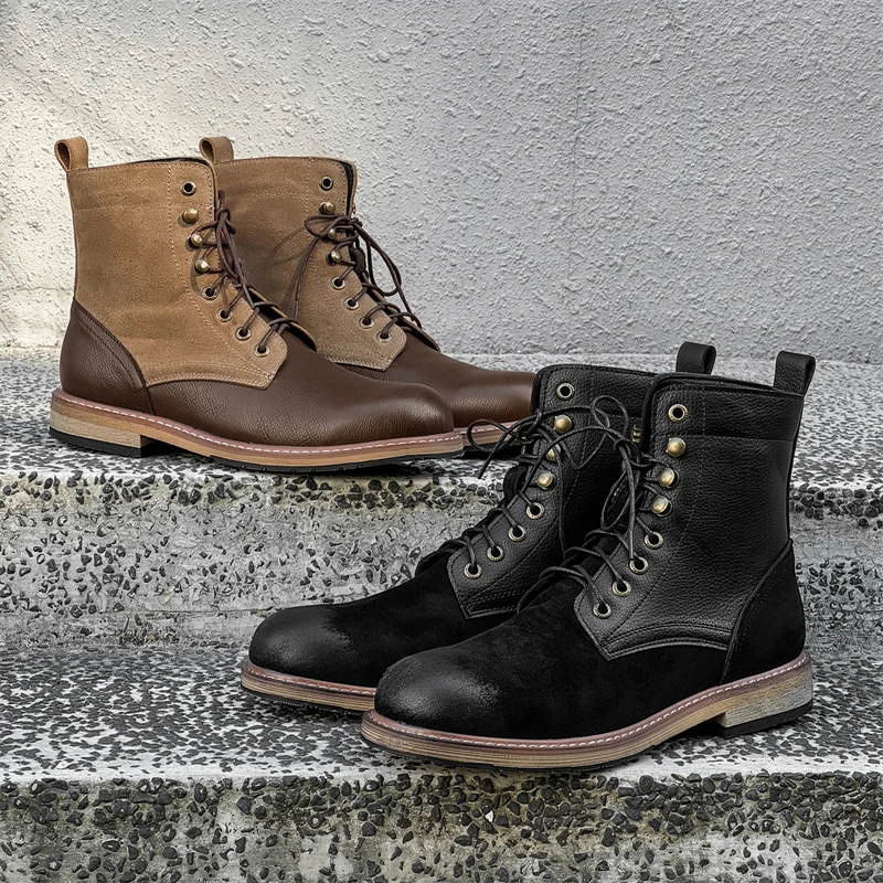 Высокая рабочая одежда и короткие трендовые мужские британские ботинки Martin 2024.