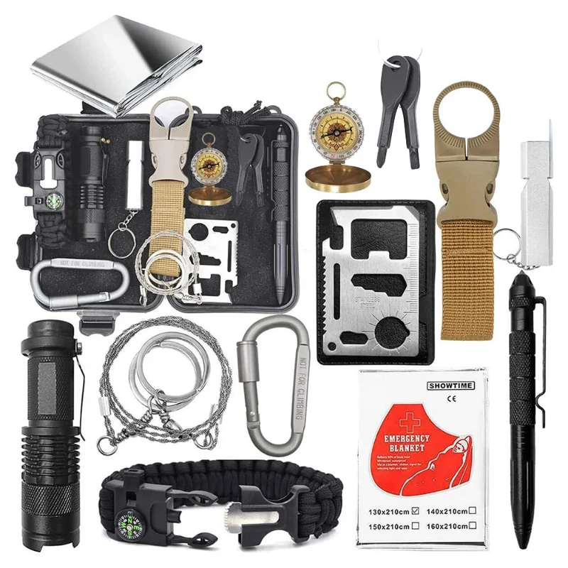 

Multifunctional outdoor survival kit Camping and travel equipment Hiking and fishing emergency equipment Portable survival gear
