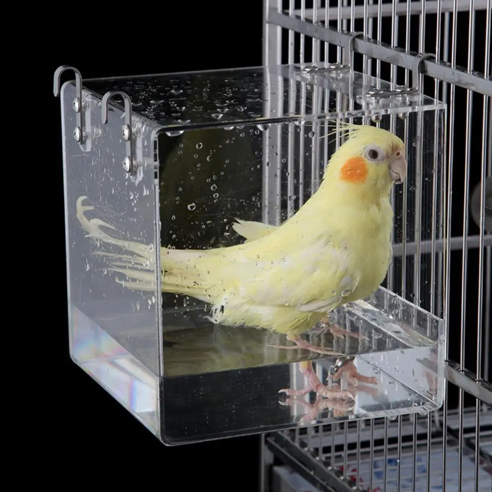 

Parrots Bird Bathtub Transparent Parakeets Cockatiel Spacious Acrylic House Shower Pet Supplies Cage Portable Pet Cleaning