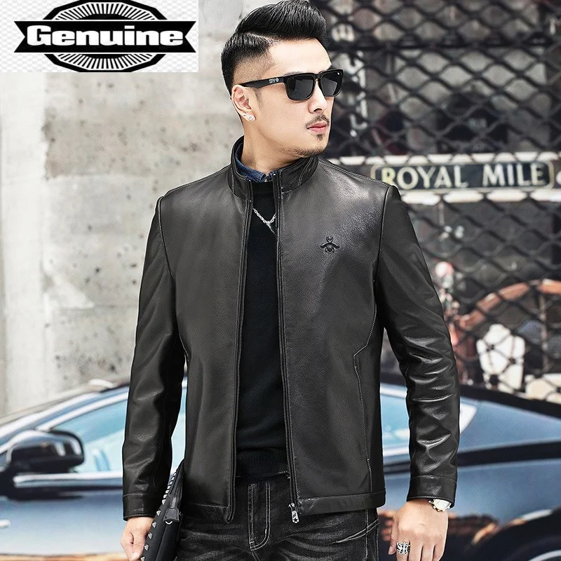 

Мужская мотоциклетная куртка из натуральной кожи, черная кожаная куртка для мужчин, модель Gmm393 на осень и весну, 2023